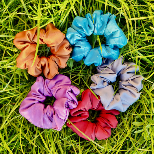 Autumn Satin Scrunchies | Colourful Hair Ties | Solid Colour Satin |  Made in Canada