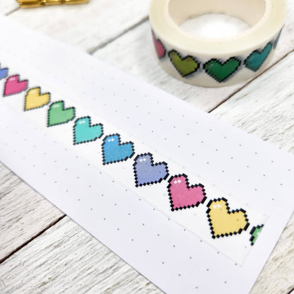Pastel Pixel Hearts Washi Tape