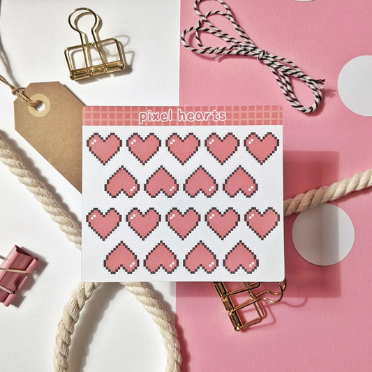 Pixelated Hearts Mini Sticker Sheet